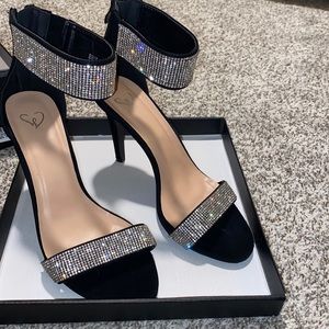 Windsor Black Rhinestone Heels